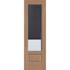 Raise & Lower Blinds flush glazed fiberglass entry door, 3/4 lite, 30" x 96", tan woodgrain finish, slate blinds