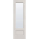 Clear flush glazed hurricane-rated fiberglass entry door, 3/4 lite, 30" x 96", white satin smooth finish