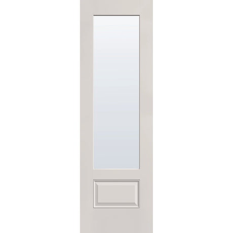 Clear flush glazed fiberglass entry door, 3/4 lite, 30" x 96", white satin smooth finish