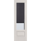 Raise & Lower Blinds flush glazed fiberglass entry door, 3/4 lite, 30" x 96", white satin smooth finish, slate blinds