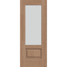 Frost flush glazed hurricane-rated fiberglass entry door, 3/4 lite, 32" x 80", tan woodgrain finish