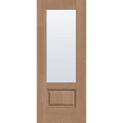 Clear flush glazed fiberglass entry door, 3/4 lite, 32" x 80", tan woodgrain finish