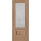 Rain flush glazed fiberglass entry door, 3/4 lite, 32" x 80", tan woodgrain finish
