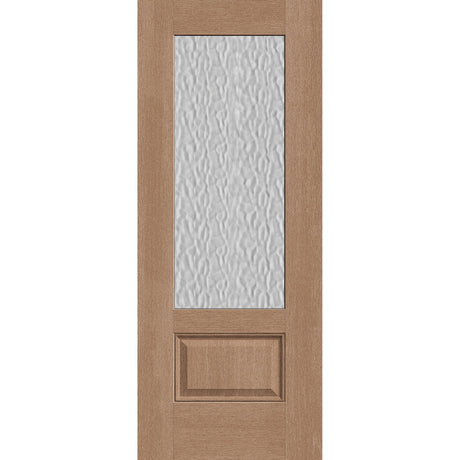 Vapor flush glazed fiberglass entry door, 3/4 lite, 32" x 80", tan woodgrain finish