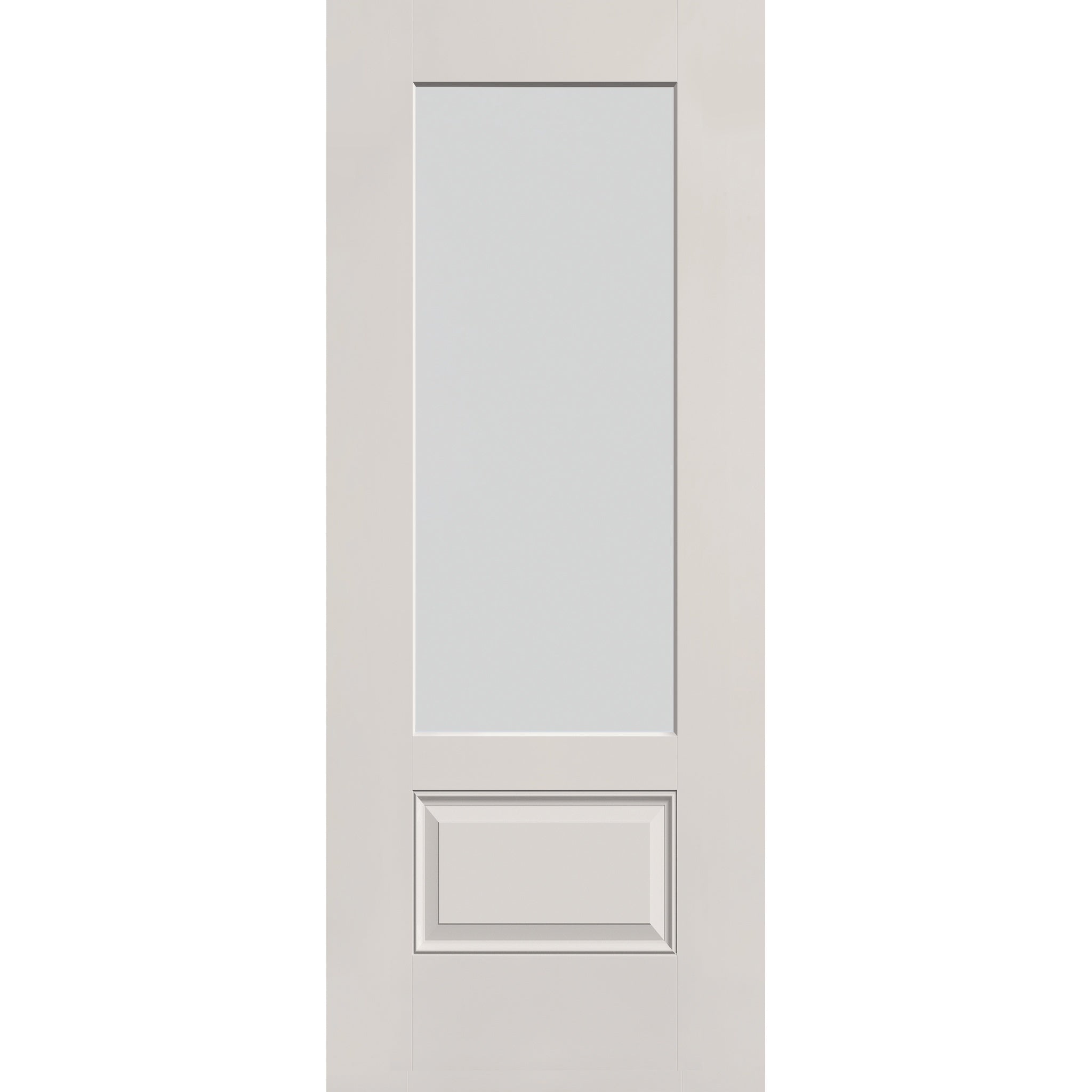 Frost flush glazed hurricane-rated fiberglass entry door, 3/4 lite, 32" x 80", white satin smooth finish