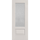 Rain flush glazed hurricane-rated fiberglass entry door, 3/4 lite, 32" x 80", white satin smooth finish