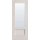 Clear flush glazed fiberglass entry door, 3/4 lite, 32" x 80", white satin smooth finish