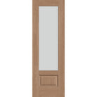 Frost flush glazed hurricane-rated fiberglass entry door, 3/4 lite, 32" x 96", tan woodgrain finish