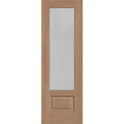 Micro-Granite flush glazed fiberglass entry door, 3/4 lite, 32" x 96", tan woodgrain finish