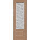 Vapor flush glazed fiberglass entry door, 3/4 lite, 32" x 96", tan woodgrain finish