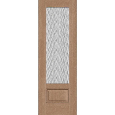 Vapor flush glazed fiberglass entry door, 3/4 lite, 32" x 96", tan woodgrain finish