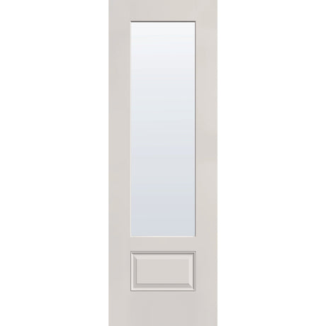 Clear flush glazed hurricane-rated fiberglass entry door, 3/4 lite, 32" x 96", white satin smooth finish