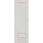 Frost flush glazed hurricane-rated fiberglass entry door, 3/4 lite, 32" x 96", white satin smooth finish
