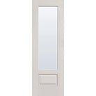 Clear flush glazed fiberglass entry door, 3/4 lite, 32" x 96", white satin smooth finish