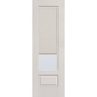 Raise & Lower Blinds flush glazed fiberglass entry door, 3/4 lite, 32" x 96", white satin smooth finish, white blinds