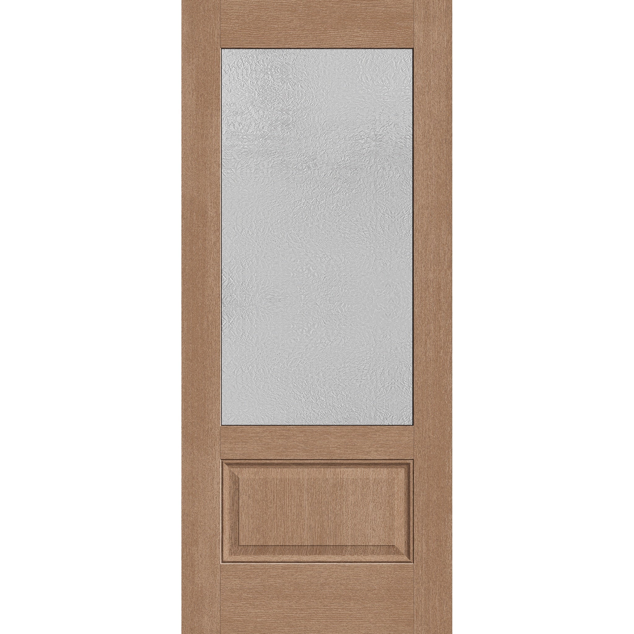 Micro-Granite flush glazed hurricane-rated fiberglass entry door, 3/4 lite, 34" x 80", tan woodgrain finish