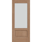 Frost flush glazed fiberglass entry door, 3/4 lite, 34" x 80", tan woodgrain finish