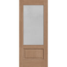 Micro-Granite flush glazed fiberglass entry door, 3/4 lite, 34" x 80", tan woodgrain finish