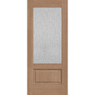 Rain flush glazed fiberglass entry door, 3/4 lite, 34" x 80", tan woodgrain finish