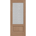 Vapor flush glazed fiberglass entry door, 3/4 lite, 34" x 80", tan woodgrain finish