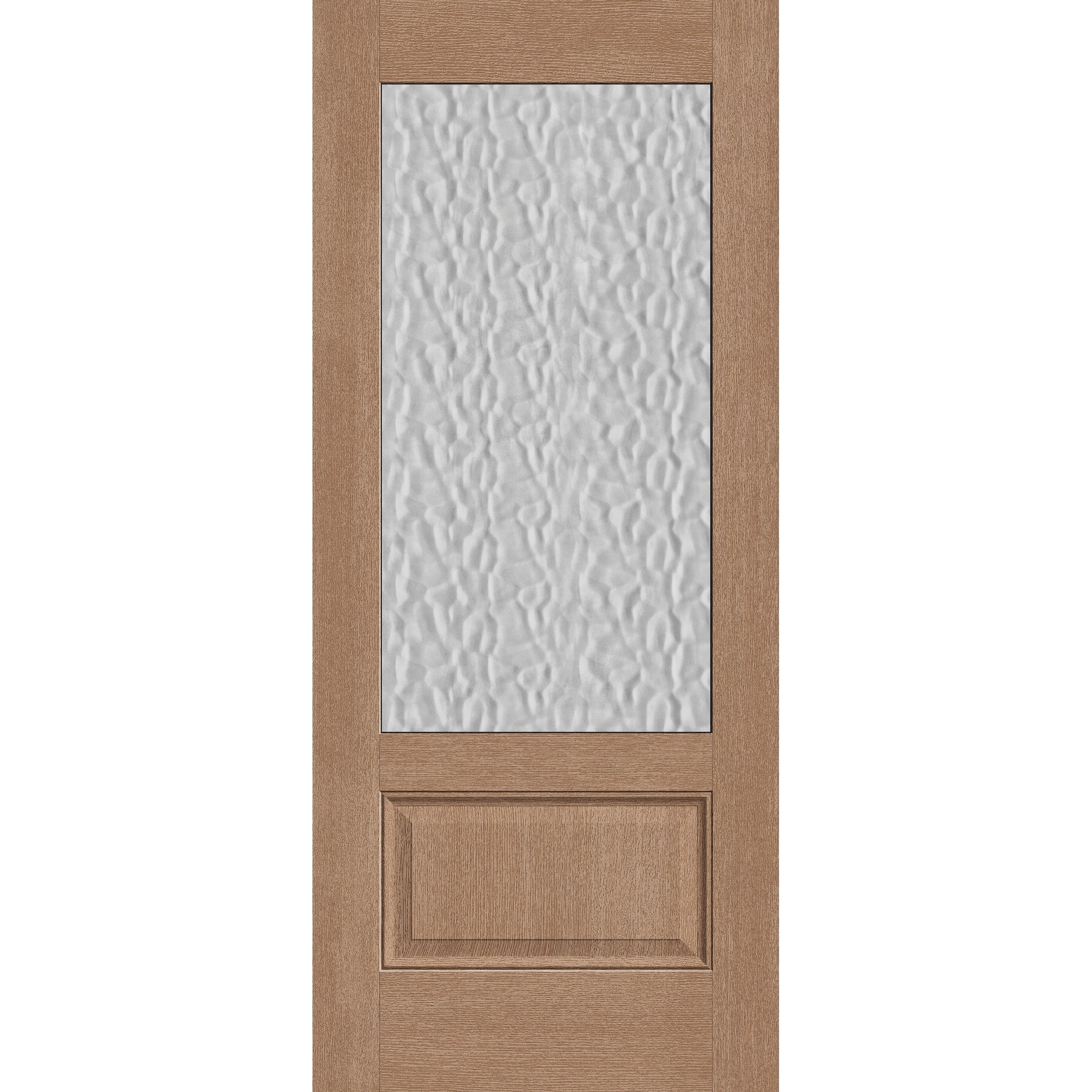 Vapor flush glazed fiberglass entry door, 3/4 lite, 34" x 80", tan woodgrain finish