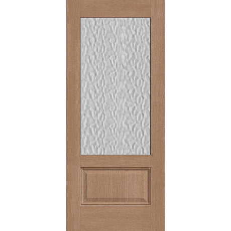 Vapor flush glazed fiberglass entry door, 3/4 lite, 34" x 80", tan woodgrain finish