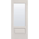 Clear flush glazed hurricane-rated fiberglass entry door, 3/4 lite, 34" x 80", white satin smooth finish
