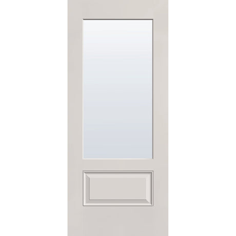 Clear flush glazed hurricane-rated fiberglass entry door, 3/4 lite, 34" x 80", white satin smooth finish