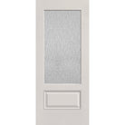 Rain flush glazed hurricane-rated fiberglass entry door, 3/4 lite, 34" x 80", white satin smooth finish