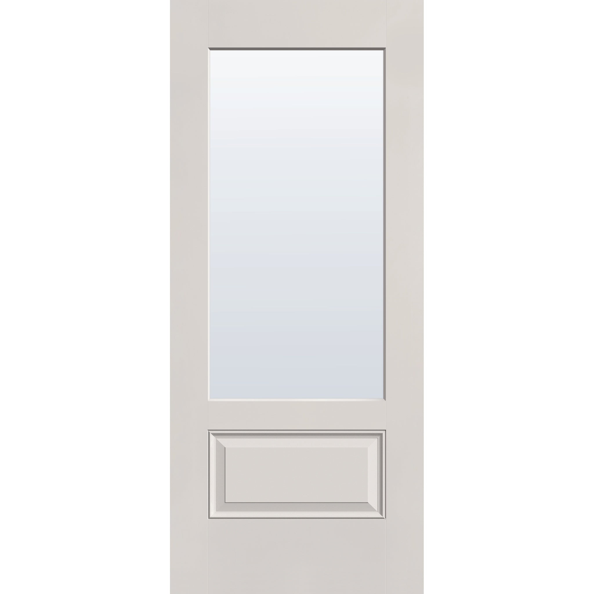 Clear flush glazed fiberglass entry door, 3/4 lite, 34" x 80", white satin smooth finish