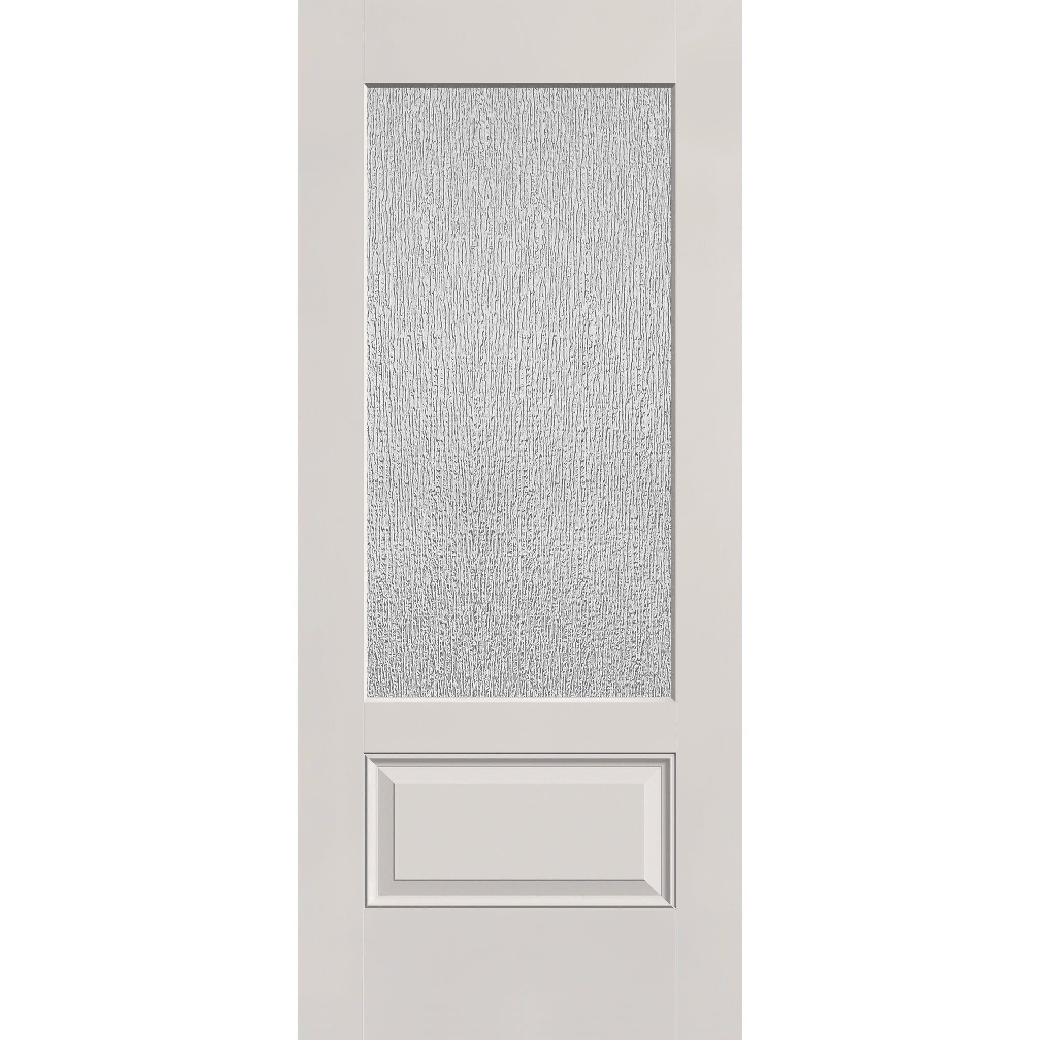 Rain flush glazed fiberglass entry door, 3/4 lite, 34" x 80", white satin smooth finish
