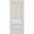 Raise & Lower Blinds flush glazed fiberglass entry door, 3/4 lite, 34" x 80", white satin smooth finish, white blinds