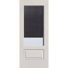 Raise & Lower Blinds flush glazed fiberglass entry door, 3/4 lite, 34" x 80", white satin smooth finish, slate blinds