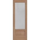 Micro-Granite flush glazed hurricane-rated fiberglass entry door, 3/4 lite, 34" x 96", tan woodgrain finish
