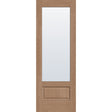 Clear flush glazed fiberglass entry door, 3/4 lite, 34" x 96", tan woodgrain finish
