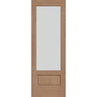 Frost flush glazed fiberglass entry door, 3/4 lite, 34" x 96", tan woodgrain finish
