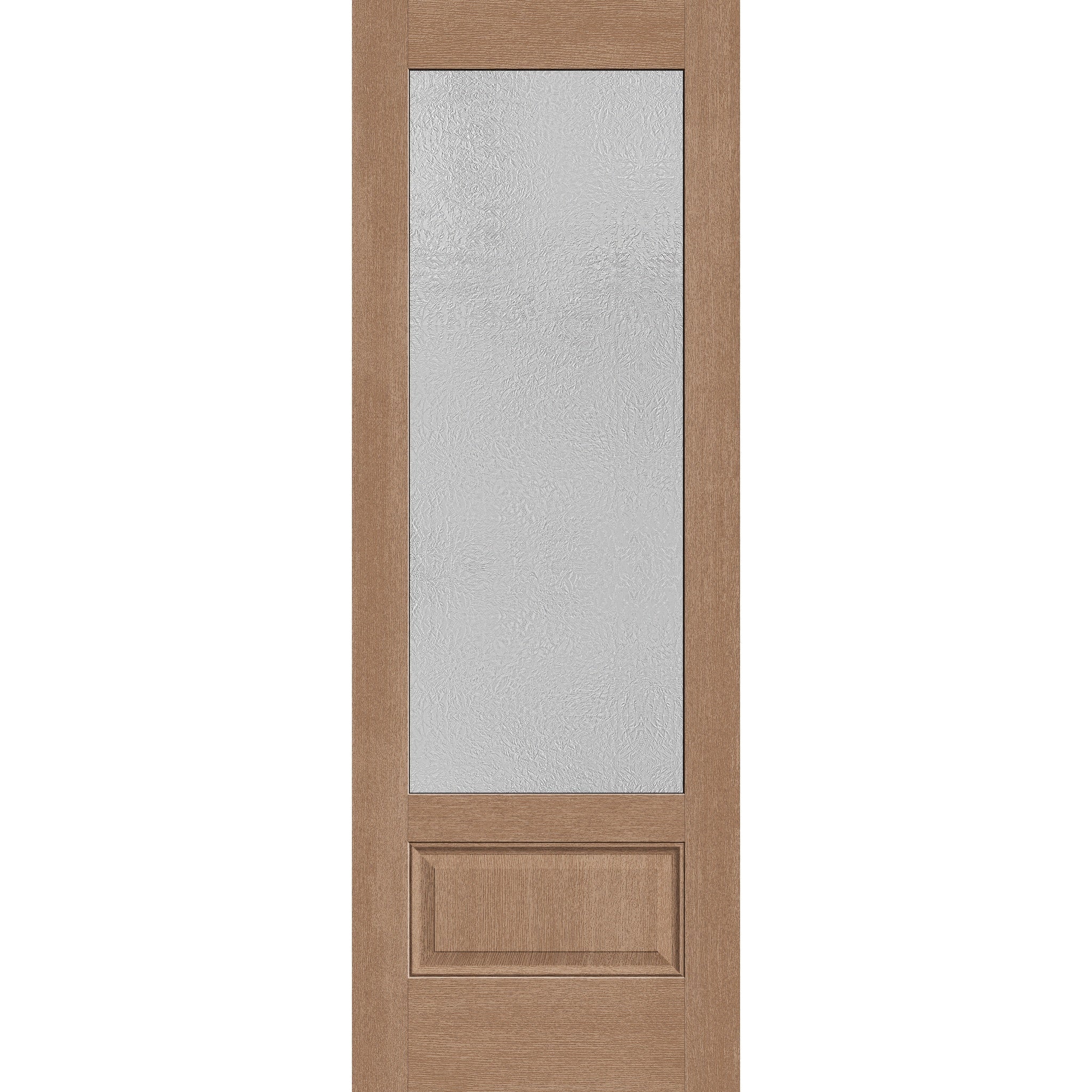 Micro-Granite flush glazed fiberglass entry door, 3/4 lite, 34" x 96", tan woodgrain finish