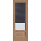 Raise & Lower Blinds flush glazed fiberglass entry door, 3/4 lite, 34" x 96", tan woodgrain finish, slate blinds