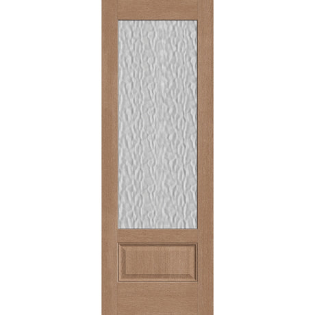 Vapor flush glazed fiberglass entry door, 3/4 lite, 34" x 96", tan woodgrain finish