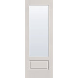 Clear flush glazed fiberglass entry door, 3/4 lite, 34" x 96", white satin smooth finish