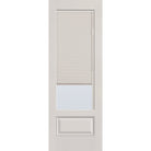 Raise & Lower Blinds flush glazed fiberglass entry door, 3/4 lite, 34" x 96", white satin smooth finish, white blinds