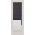 Raise & Lower Blinds flush glazed fiberglass entry door, 3/4 lite, 34" x 96", white satin smooth finish, slate blinds