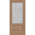 Micro-Granite flush glazed hurricane-rated fiberglass entry door, 3/4 lite, 36" x 80", tan woodgrain finish