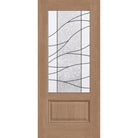 Briselle flush glazed fiberglass entry door, 3/4 lite, 36" x 80", tan woodgrain finish, Patina caming
