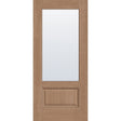 Clear flush glazed fiberglass entry door, 3/4 lite, 36" x 80", tan woodgrain finish