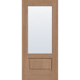 Clear flush glazed fiberglass entry door, 3/4 lite, 36" x 80", tan woodgrain finish