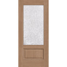 Double Waterglass flush glazed fiberglass entry door, 3/4 lite, 36" x 80", tan woodgrain finish