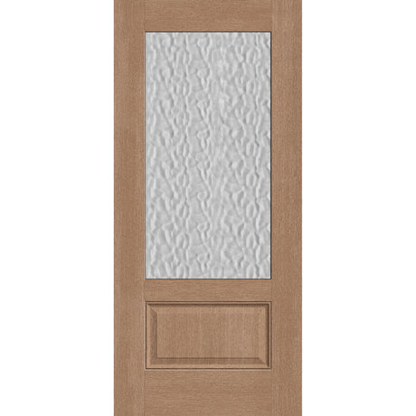 Vapor flush glazed fiberglass entry door, 3/4 lite, 36" x 80", tan woodgrain finish