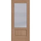 Wide Reed flush glazed fiberglass entry door, 3/4 lite, 36" x 80", tan woodgrain finish