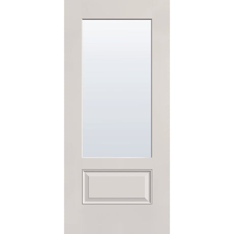Clear flush glazed hurricane-rated fiberglass entry door, 3/4 lite, 36" x 80", white satin smooth finish